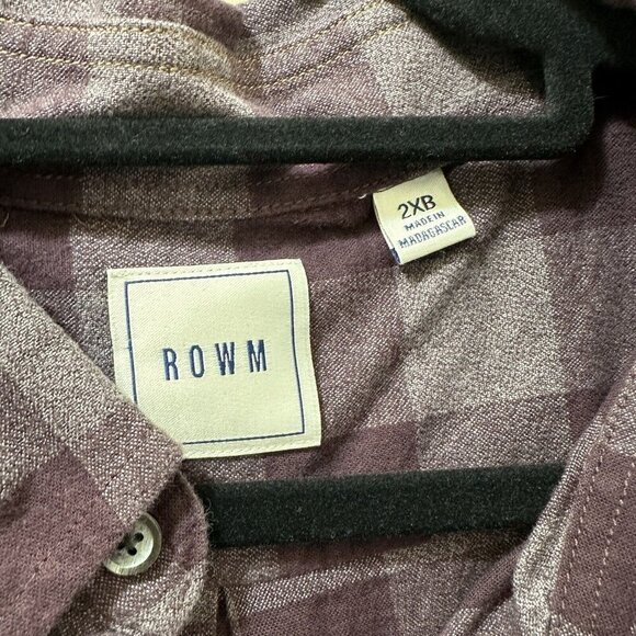 2/$30 ROWM Plaid Button Down Shirt Mens 2XB Purple Grunge Casual Skater 90s - Picture 6 of 9